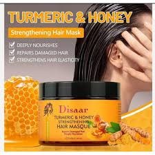 Disaar Turmeric & Honey Strengthening Hair Mask 340g, Deep Nourishing Hair Treatment for Damaged and Dry Hair, Moisturizing Repair Formula for Softer, Smoother and Healthier-Looking Hair