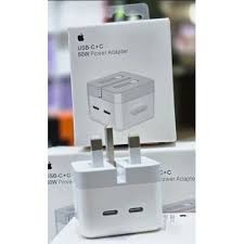 Apple 50W PD Fast Charge Adapter – Dual USB-C+C Power Adapter in White for iPhone, iPad, AirPods and Other Compatible USB-C Devices