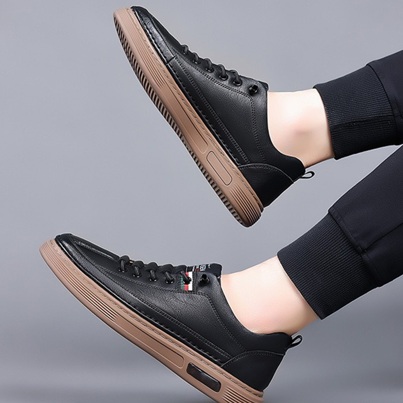 Kenpace New men Leather shoes Men's Casual Leather Sneakers Men Business Casual Leather Board Shoes Comfortable Oxfords Soft Leather Soft Sole Lightweight Sneakers Non Slip Wear Resistant Walking