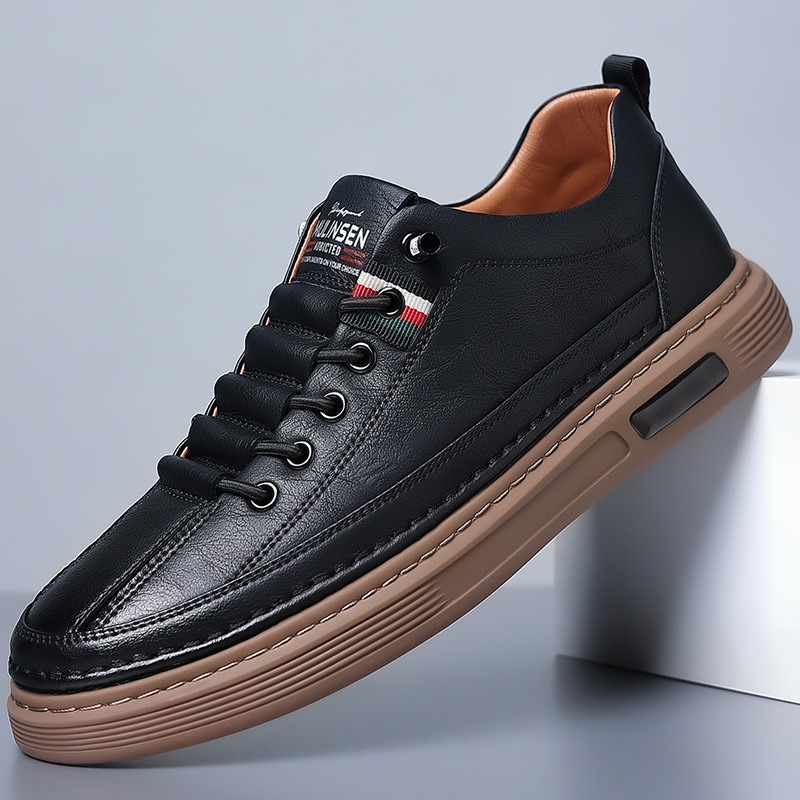 Kenpace New men Leather shoes Men's Casual Leather Sneakers Men Business Casual Leather Board Shoes Comfortable Oxfords Soft Leather Soft Sole Lightweight Sneakers Non Slip Wear Resistant Walking