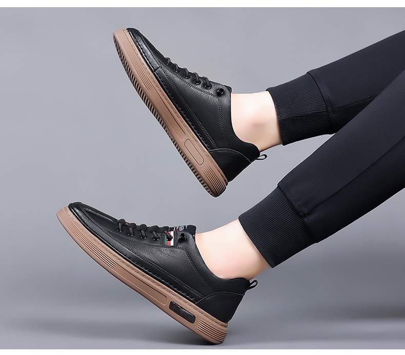 Kenpace New men Leather shoes Men's Casual Leather Sneakers Men Business Casual Leather Board Shoes Comfortable Oxfords Soft Leather Soft Sole Lightweight Sneakers Non Slip Wear Resistant Walking
