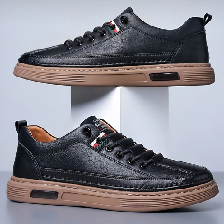 Kenpace New men Leather shoes Men's Casual Leather Sneakers Men Business Casual Leather Board Shoes Comfortable Oxfords Soft Leather Soft Sole Lightweight Sneakers Non Slip Wear Resistant Walking