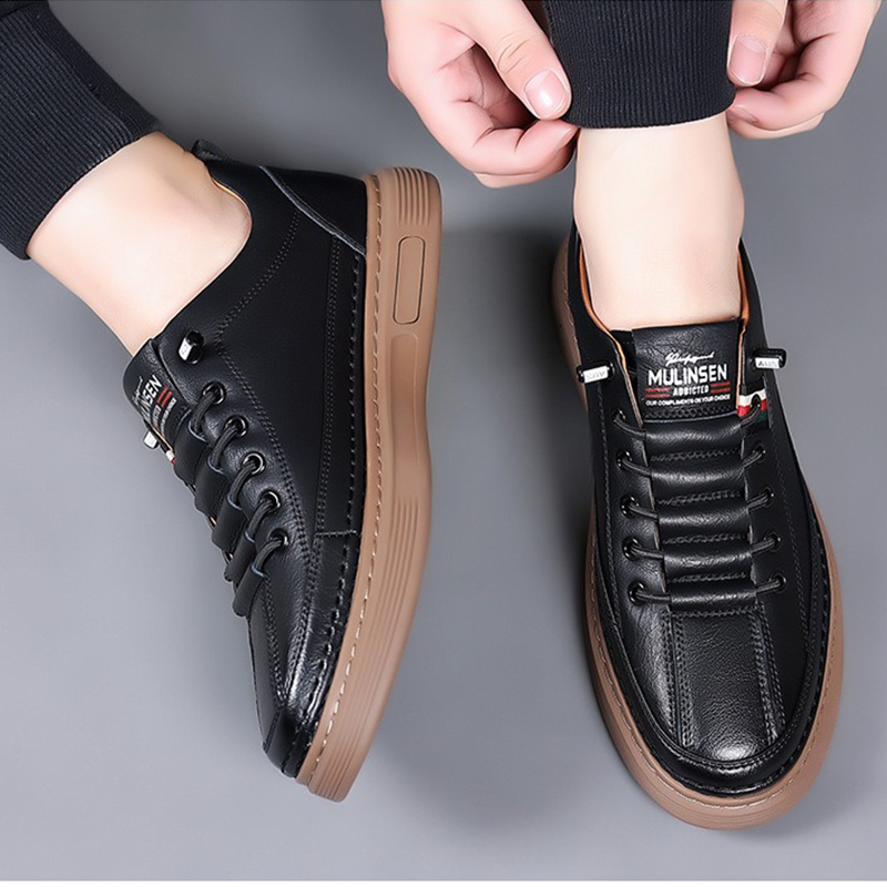Kenpace New men Leather shoes Men's Casual Leather Sneakers Men Business Casual Leather Board Shoes Comfortable Oxfords Soft Leather Soft Sole Lightweight Sneakers Non Slip Wear Resistant Walking