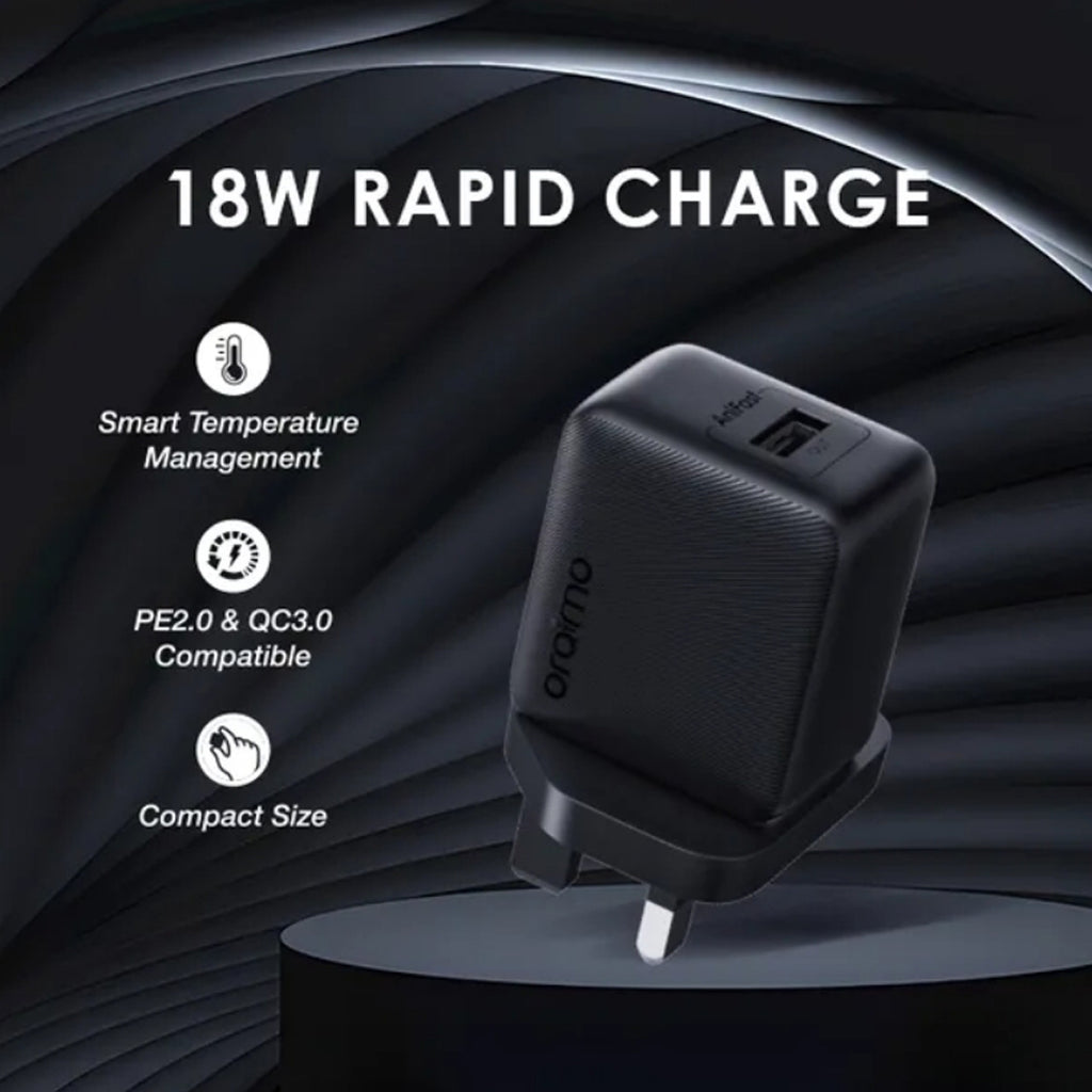 Oraimo 10W Fast Charger Adapter +Type C Cable Fast Charging UK Type 1 Meter Compatible with all Androids
