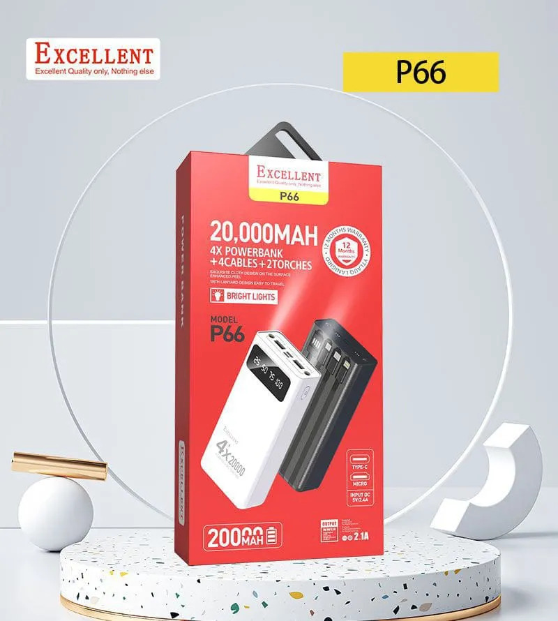 Excellent Power Banks Built in 3/4 Cables 12000/20000mAh Portable Power bank Led Display Ultra Fast Cahrging Powerbank Fast Charge Dual Output Ports smartphone Micro Type-C Lightning