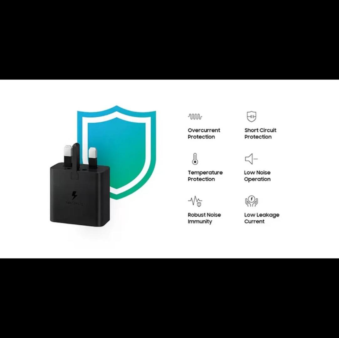 Samsung 65W Trio Power Adapter PD Fast Charger with 5A USB Type-C Cable Fast Charger (UK Plug, 3-pin) Triple Charging with Universal Compatibility For Galaxy S24 Ultra, S23, S22, Note 10, Tab S9