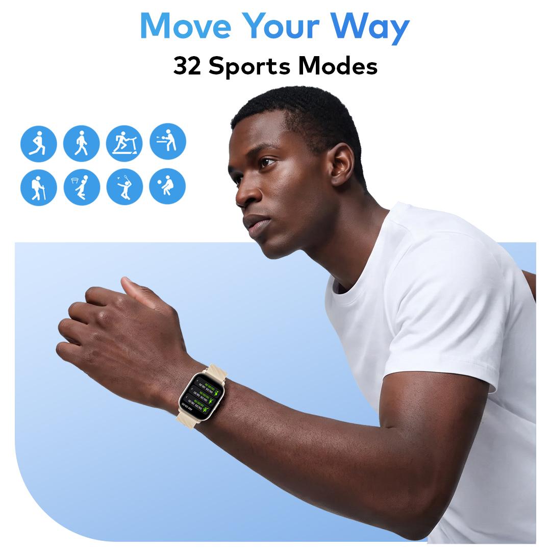 Smart Watch Fit O18B with a 2.01” HD display, Bluetooth calling, fitness tracking, IP68 water resistance, and a 300mAh battery.