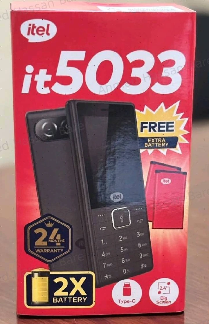 Itel 5033 Feature Phone with Dual Camera & Quick-Access Flashlight. 1 extra Battery, 500 txt messages.