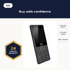 Itel 5033 Feature Phone with Dual Camera & Quick-Access Flashlight. 1 extra Battery, 500 txt messages.