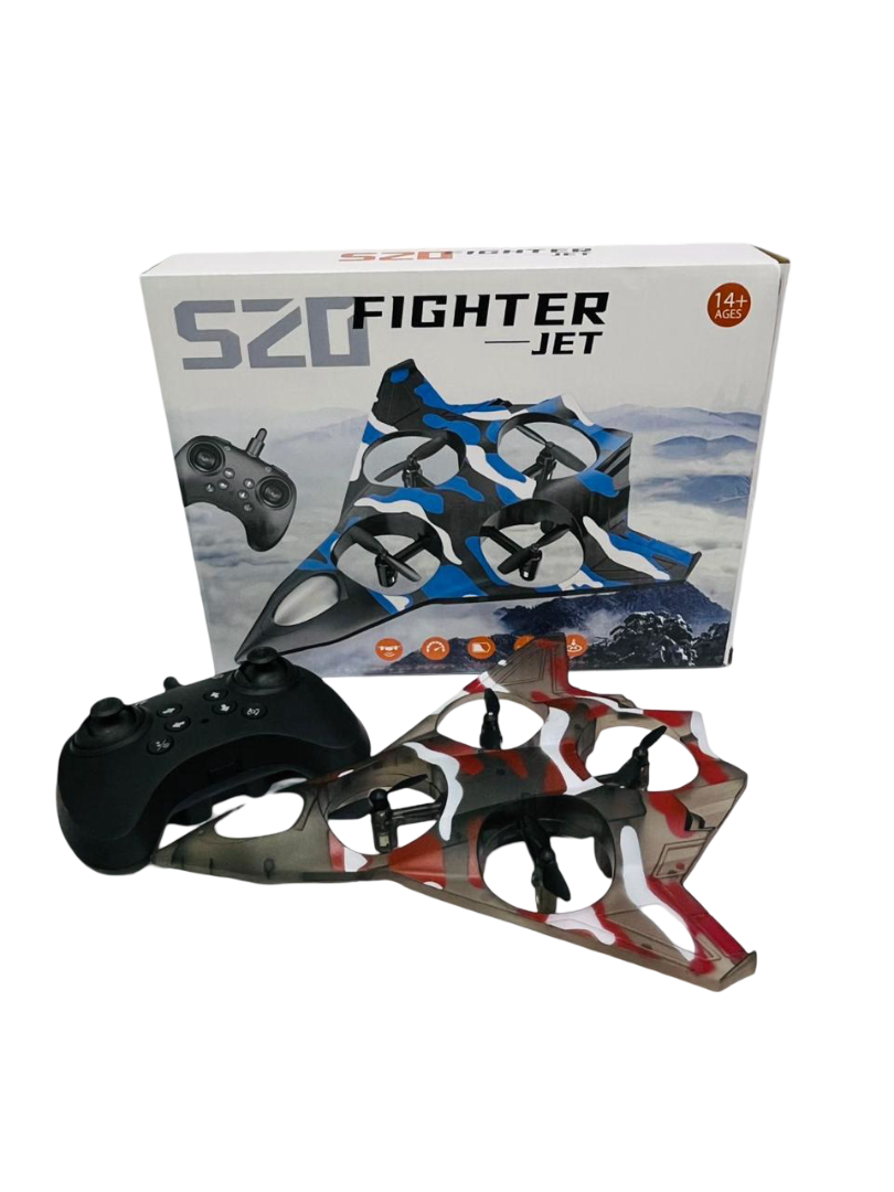 S20 Fighter Jet Remote Control Quadcopter Drone – 4CH 6-Axis RC Plane with 360° Stunt Flips & Altitude Hold, Includes 2.4GHz Remote and Rechargeable Battery