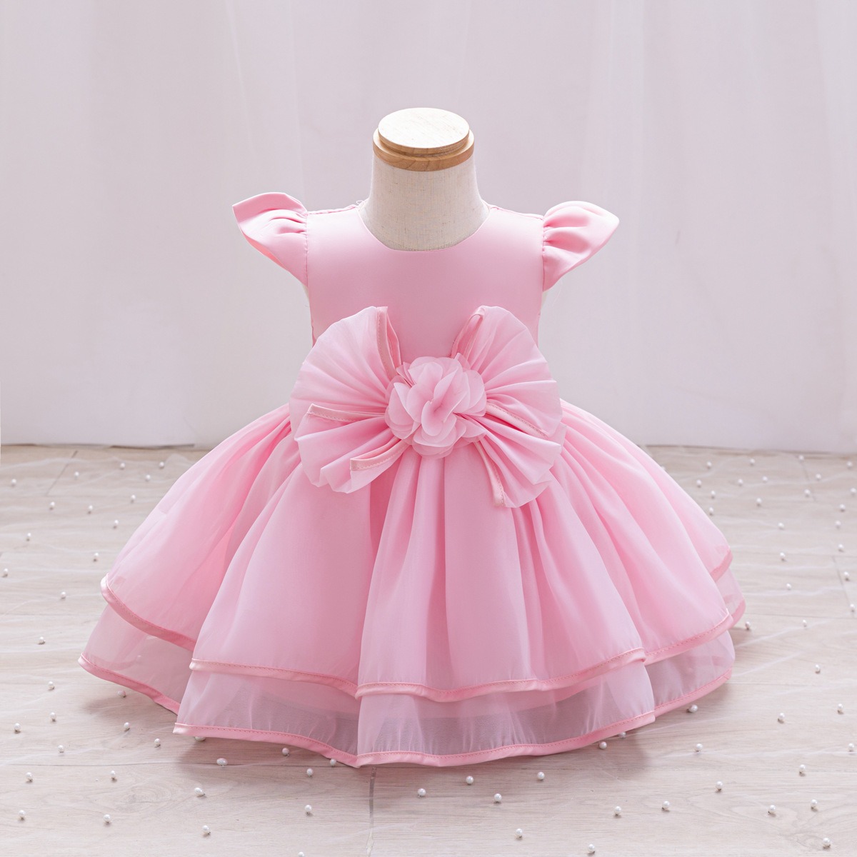Luluby Girls Puffy Princess Dress Flower Girl Wedding Birthday Party Dress Cute Baby Kids Tutu Dress