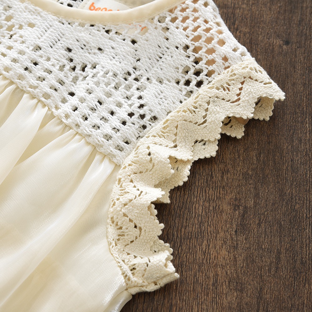 Girls Summer Lace Sleeveless Top & Wide Leg Pants Set Baby Girl 2PCS Outfit Casual Fashion Clothing Set