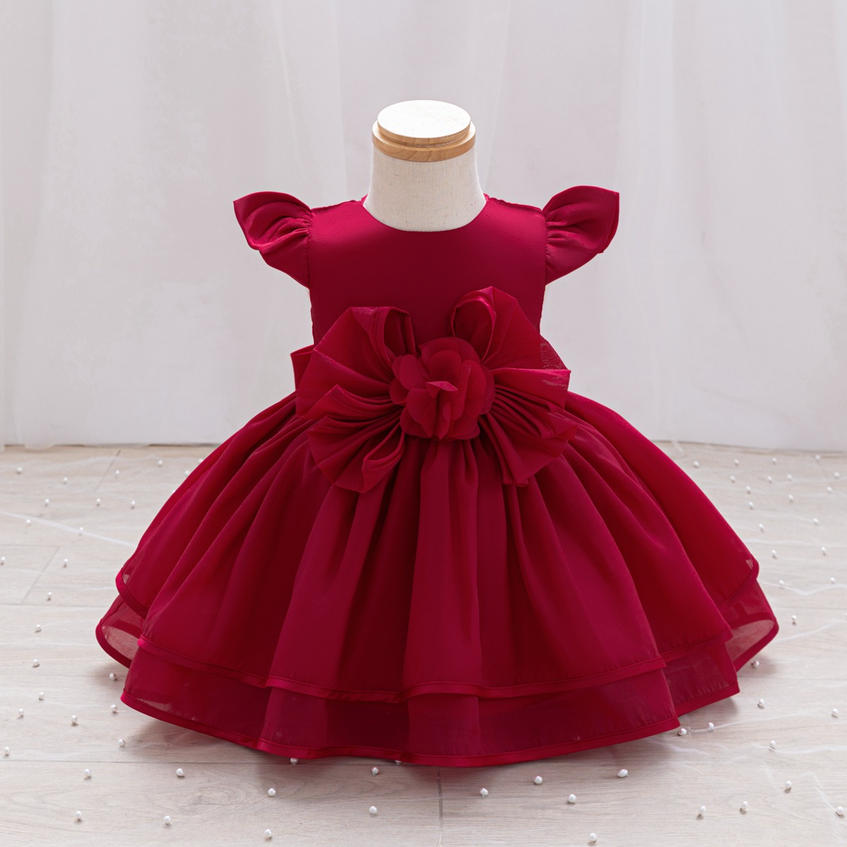 Luluby Girls Puffy Princess Dress Flower Girl Wedding Birthday Party Dress Cute Baby Kids Tutu Dress