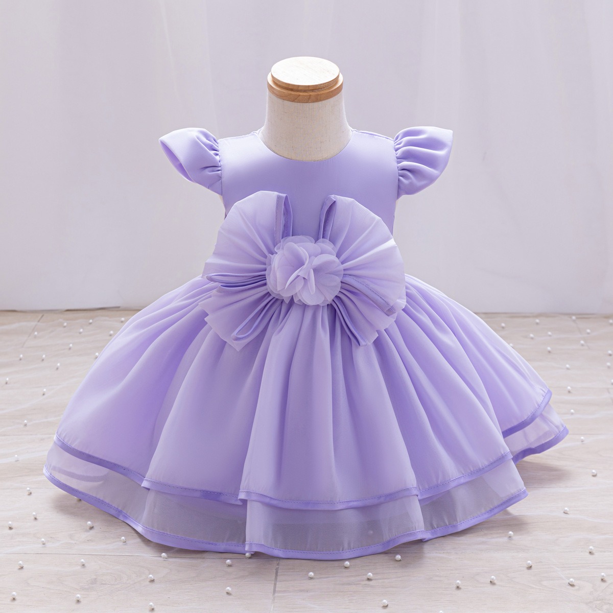 Luluby Girls Puffy Princess Dress Flower Girl Wedding Birthday Party Dress Cute Baby Kids Tutu Dress