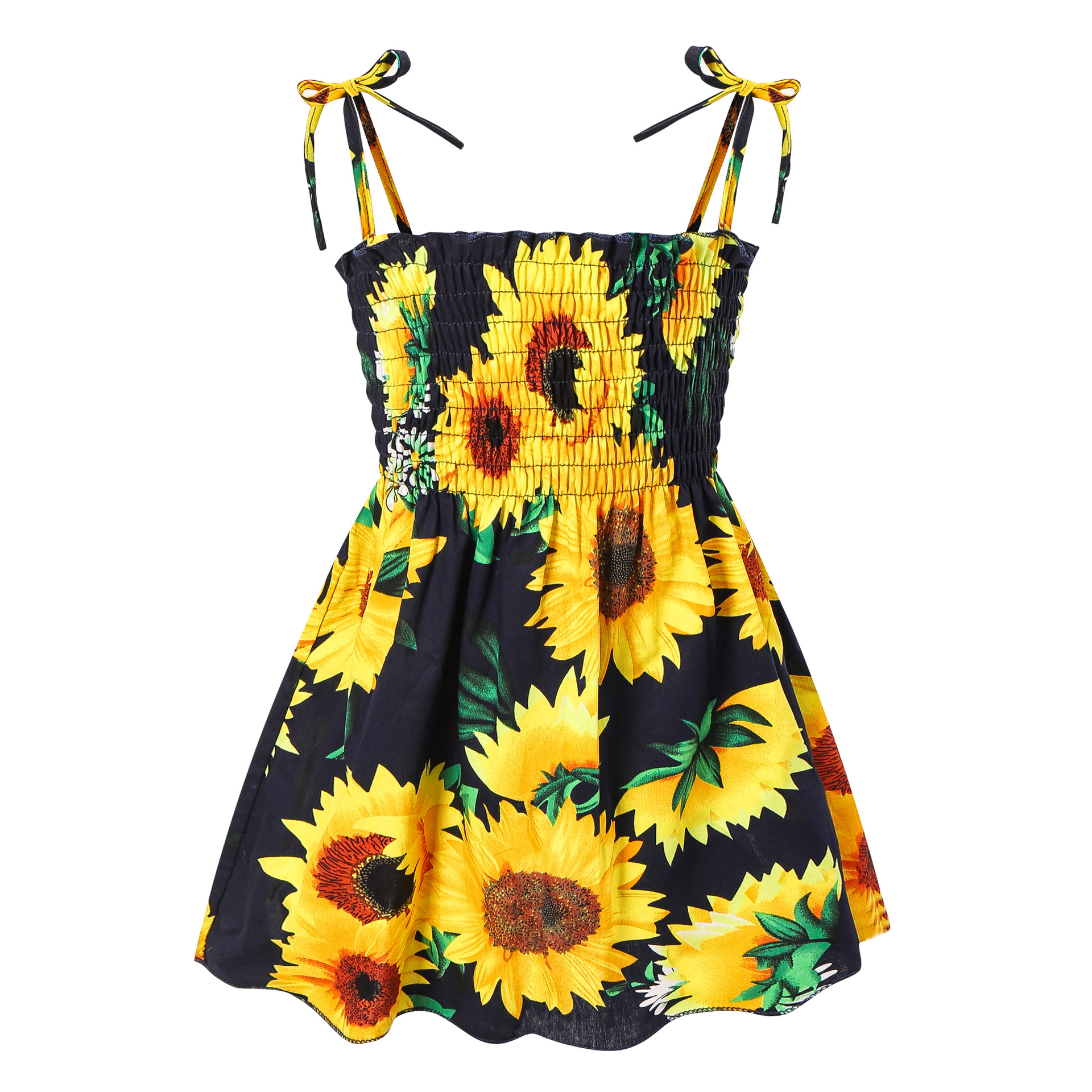 Toddler Baby Girls Summer Floral Dress, Cute Daisy Print Spaghetti Strap Sundress, Breathable Thin Sleeveless Casual Dress for Kids, Size 90-130CM
