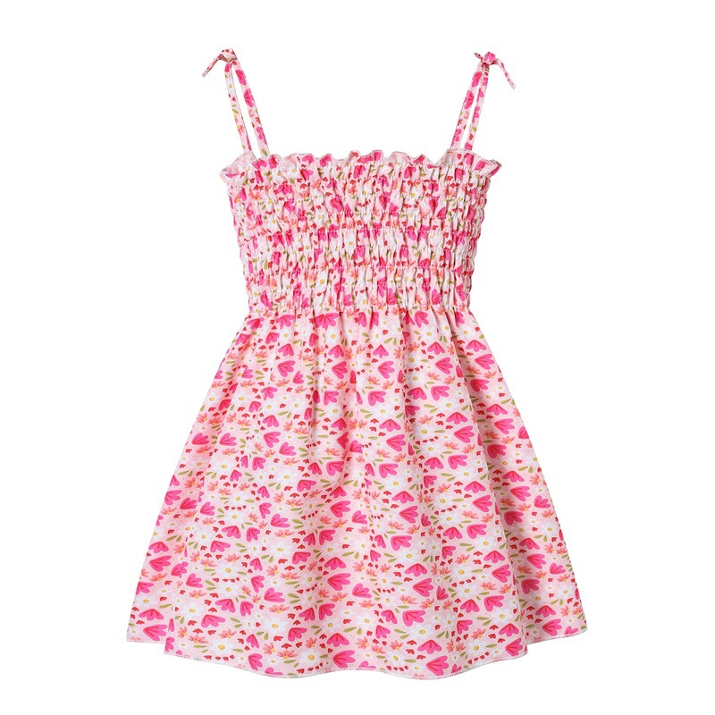 Toddler Baby Girls Summer Floral Dress, Cute Daisy Print Spaghetti Strap Sundress, Breathable Thin Sleeveless Casual Dress for Kids, Size 90-130CM