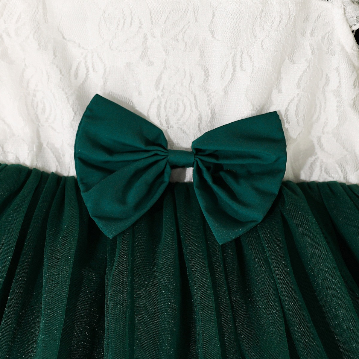 Girls Summer Lace Tulle Princess Dress Bowknot Party Birthday Dress for Kids 2-7Y
