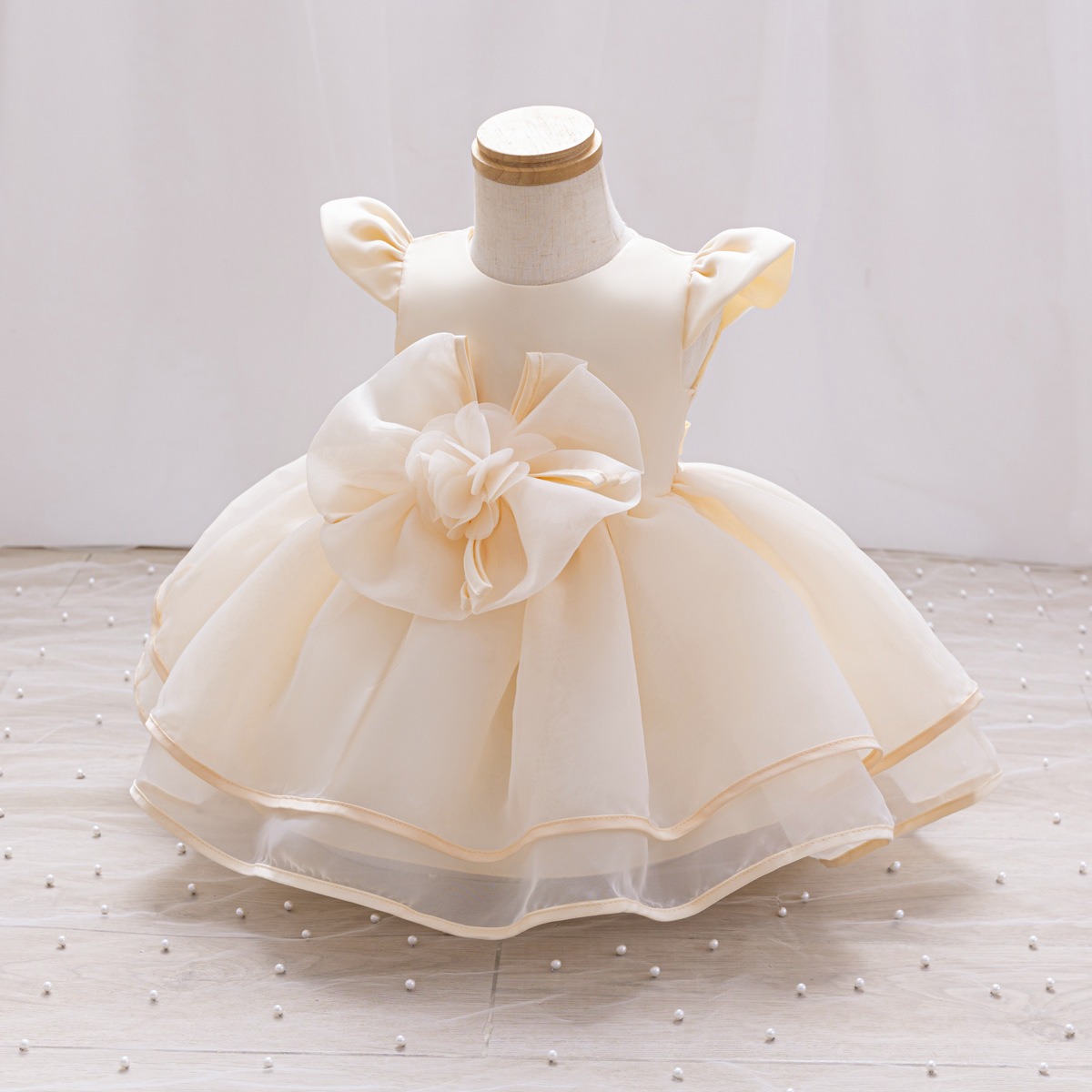 Luluby Girls Puffy Princess Dress Flower Girl Wedding Birthday Party Dress Cute Baby Kids Tutu Dress