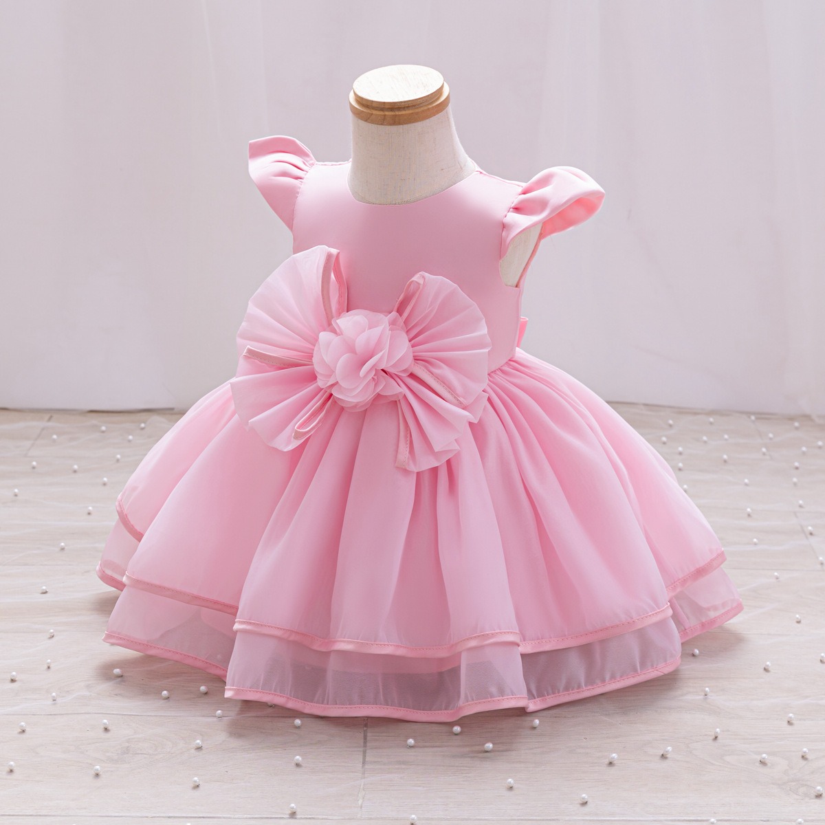Luluby Girls Puffy Princess Dress Flower Girl Wedding Birthday Party Dress Cute Baby Kids Tutu Dress