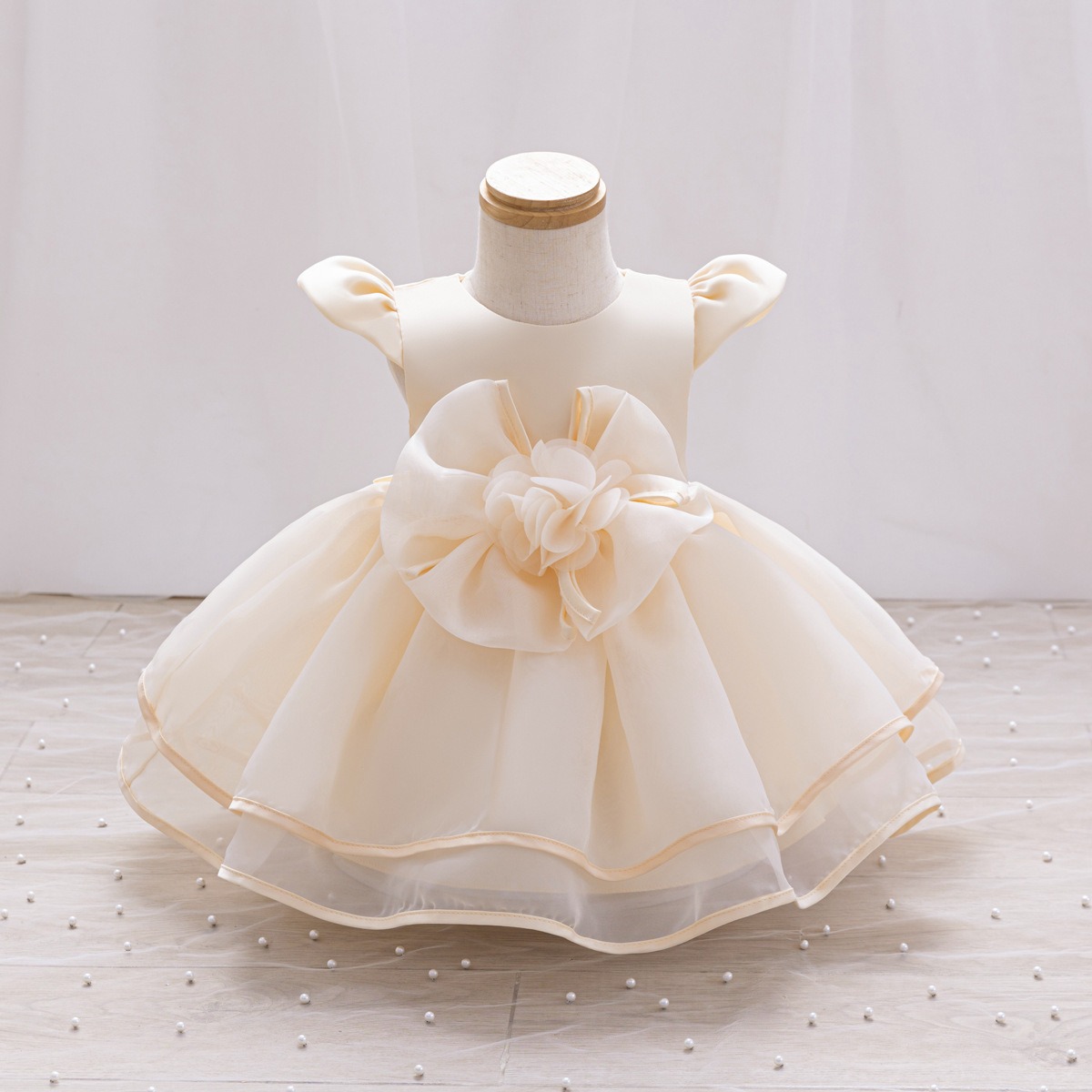 Luluby Girls Puffy Princess Dress Flower Girl Wedding Birthday Party Dress Cute Baby Kids Tutu Dress