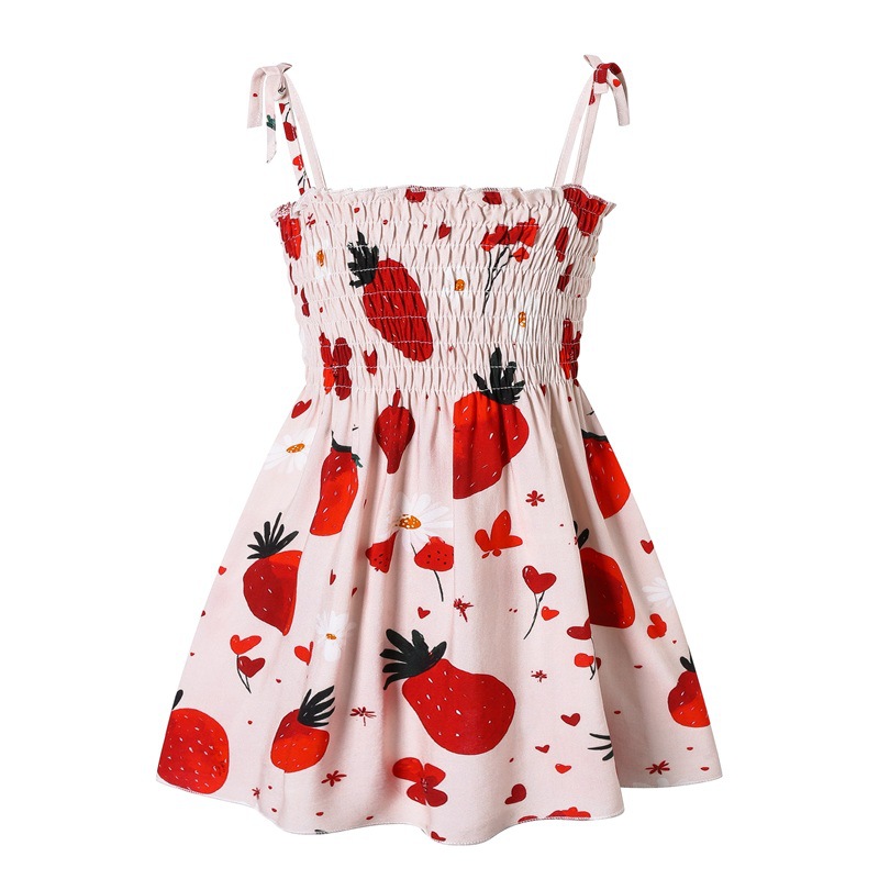 Toddler Baby Girls Summer Floral Dress, Cute Daisy Print Spaghetti Strap Sundress, Breathable Thin Sleeveless Casual Dress for Kids, Size 90-130CM
