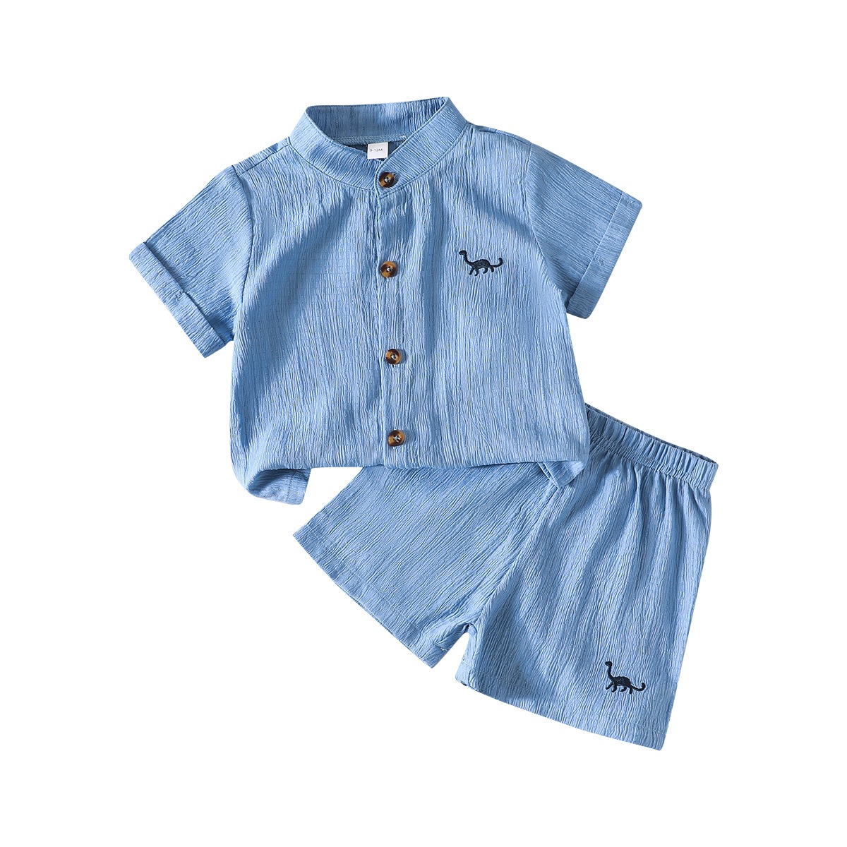 Baby Boy 2PCS Summer Outfit Dinosaur Embroidered Short Sleeve Shirt & Shorts Set Casual Toddler Boys Clothes