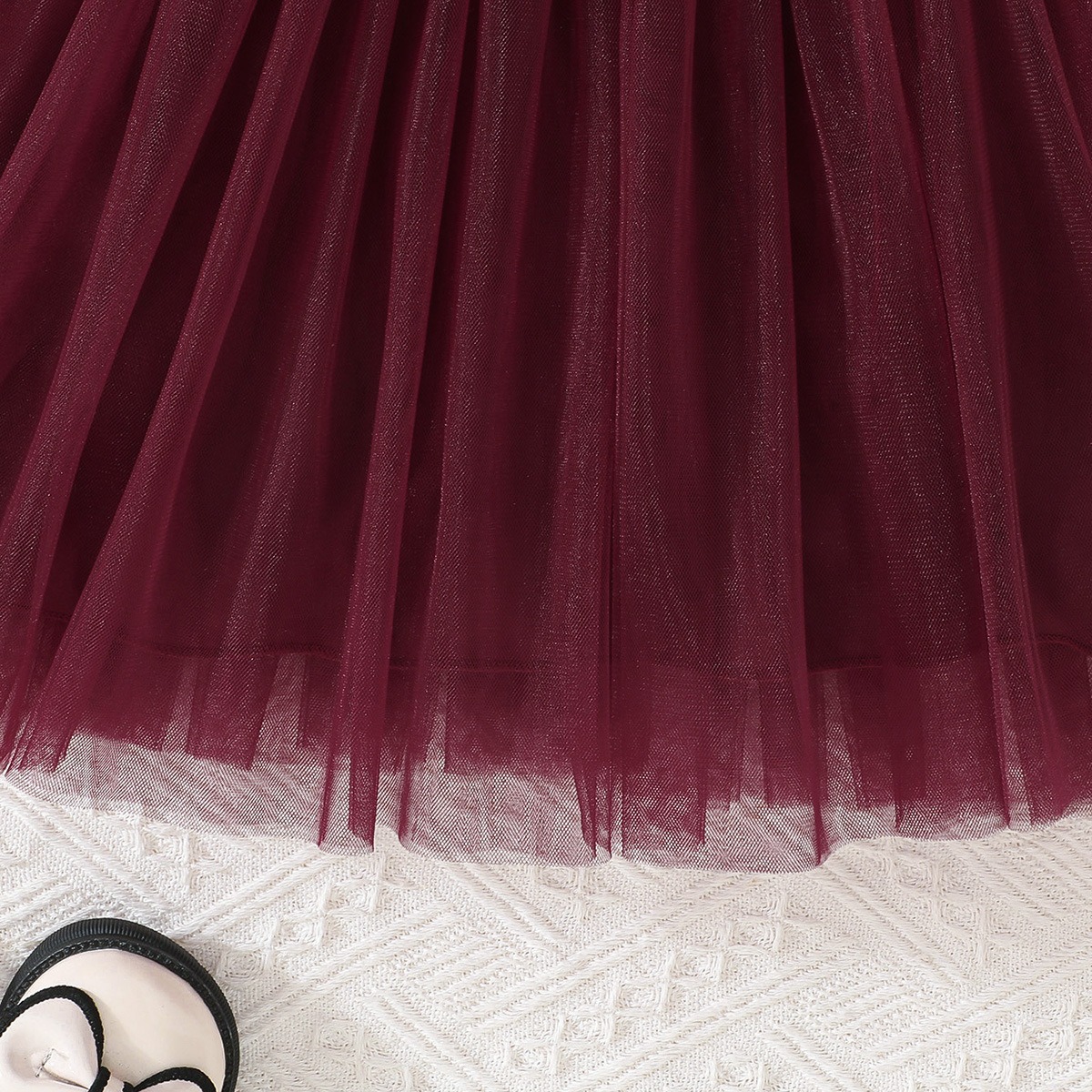 Girls Burgundy Princess Tulle Dress Sleeveless Big Bow Party Birthday Wedding Flower Girl Dress for Kids