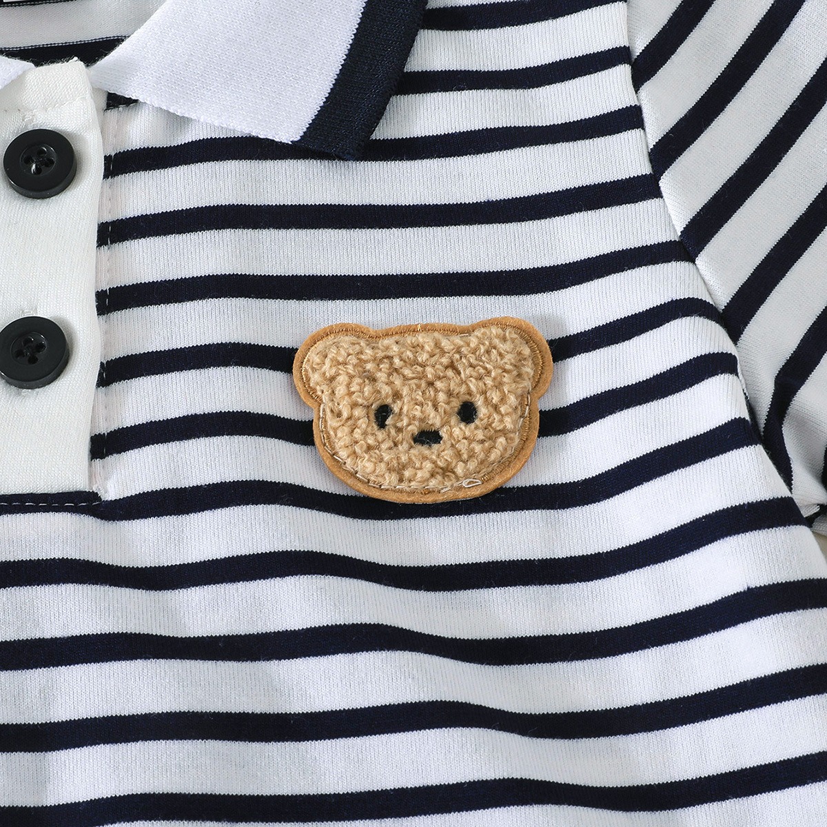 Baby Boys Striped Polo Shirt and Shorts Set Cute Bear Embroidery 2PCS Summer Casual Outfit Toddler Kids Clothes