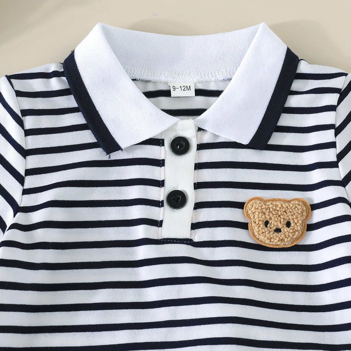 Baby Boys Striped Polo Shirt and Shorts Set Cute Bear Embroidery 2PCS Summer Casual Outfit Toddler Kids Clothes