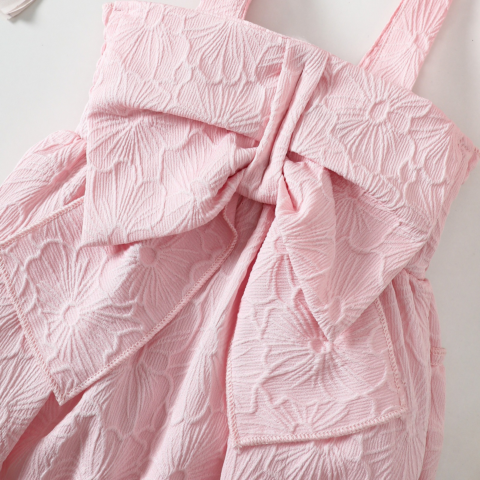 Baby Girl Summer Romper Pink Bow Sleeveless Bodysuit Cute Princess Jumpsuit Infant Toddler Bubble Romper Outfit