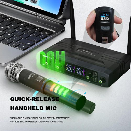 V-440 Wireless Microphone, Professional 4 Channels Karaoke Handheld System for Home Karaoke, Meeting, Party, Church, DJ, Wedding, Home KTV Set