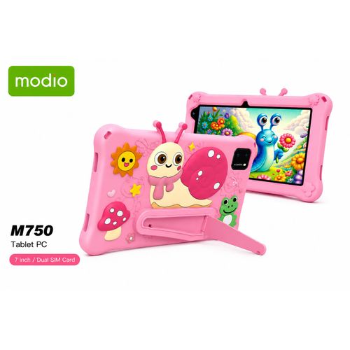 Modio M750 Kids Tablet 7” Android 13 6GB RAM + 256GB ROM Dual Camera WiFi + SIM 4000mAh Battery Educational Learning Tablet PINK