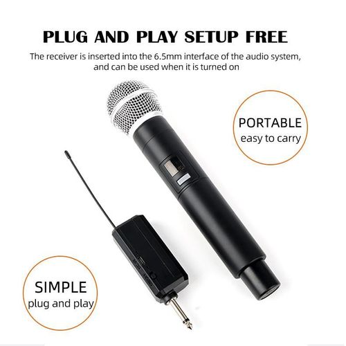 Wireless Microphone 2 Channels VHF Fixed Frequency Handheld Mic Micphone For Party Karaoke Professional Church Show Meeting