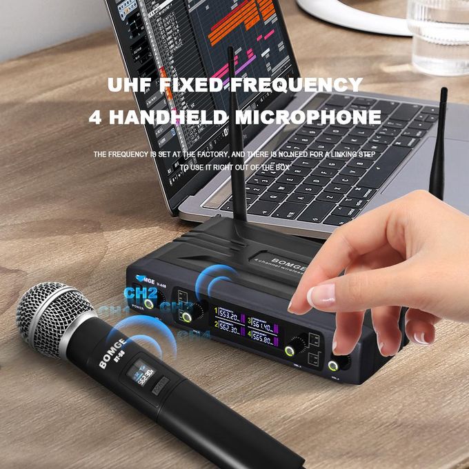 V-440 Wireless Microphone, Professional 4 Channels Karaoke Handheld System for Home Karaoke, Meeting, Party, Church, DJ, Wedding, Home KTV Set