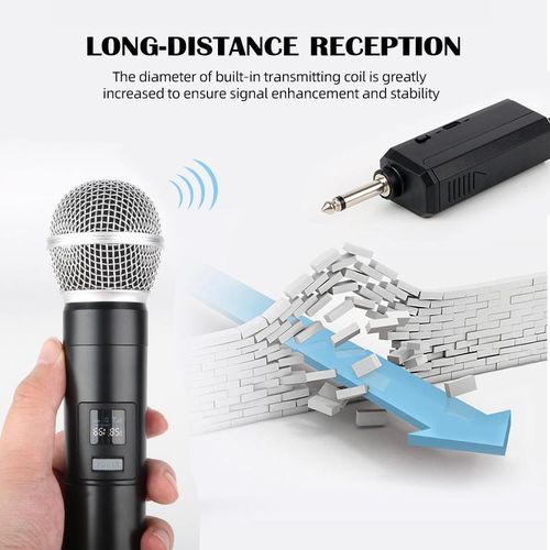 Wireless Microphone 2 Channels VHF Fixed Frequency Handheld Mic Micphone For Party Karaoke Professional Church Show Meeting