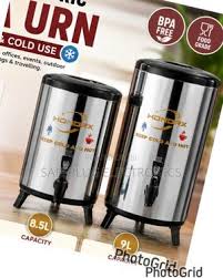 Signature Hot & Cold Water Jar (9.5L), a high-quality stainless steel insulated beverage dispenser.double-wall insulated body that maintains liquid temperatures for both hot and cold refreshments.