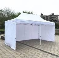 3x3 meter (10x10 feet) heavy-duty automatic pop-up gazebo canopy tent with three removable sidewalls.