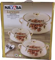 four-piece set of Signature Lorenzo insulated hot pots featuring stainless steel inner linings and floral rose designs,