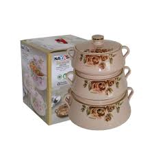 four-piece set of Signature Lorenzo insulated hot pots featuring stainless steel inner linings and floral rose designs,