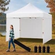 3x3 meter (10x10 feet) heavy-duty automatic pop-up gazebo canopy tent with three removable sidewalls.