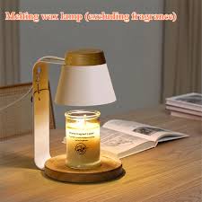 Nordic Dimmable Electric Candle Warmer Lamp featuring a sleek adjustable stand and a natural wood-accented base