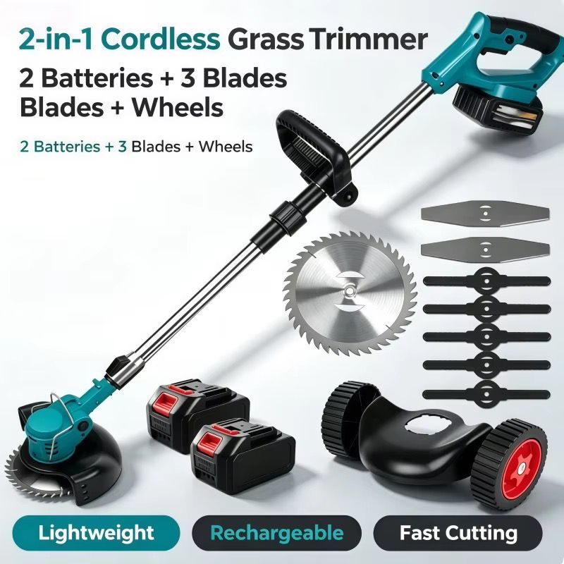 3-in-1 cordless electric weed wacker, brush cutter, and edger kit.