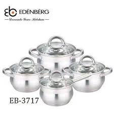 Edenberg 12-Piece Stainless Steel Cookware Set (Model EB-4038) engineered from high-grade stainless steel for optimal heat distribution