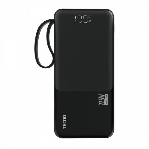 TECNO L201Q 20000mAh Power Bank 22.5W Fast Charging Built-in Cables LED Display Phone Stand USB-A Type-C Portable Charger