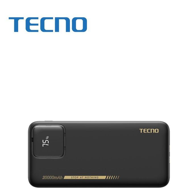 TECNO TPB-P204Q 20000mAh Power Bank 22.5W Fast Charging LED Display Built-in Type-C & Lightning Cables 3 Output Ports Portable Charger