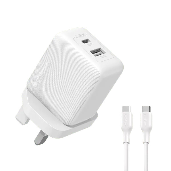 Oraimo PowerCube 201 OCW-5203UCC 20W Dual Port Fast Charger Type C Charger with Type C to Type C Cable PD Rapid Charging Adapter