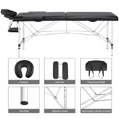 Portable Massage Bed Foldable Therapy Table Adjustable Height Spa Bed with Carry Bag for Home and Professional Use