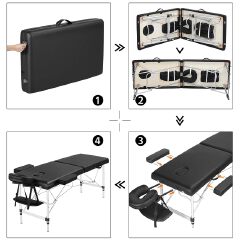 Portable Massage Bed Foldable Therapy Table Adjustable Height Spa Bed with Carry Bag for Home and Professional Use