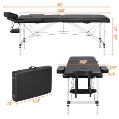 Portable Massage Bed Foldable Therapy Table Adjustable Height Spa Bed with Carry Bag for Home and Professional Use