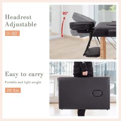 Massage Bed Portable Foldable Spa Table Adjustable Height Therapy Bed with Carry Bag for Home and Professional Use